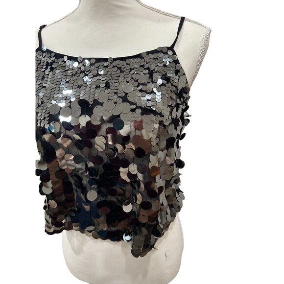 SKIES ARE BLUE Black Silver Sequin Tank Top Size XS NEW New with tags - Picture 3 of 5